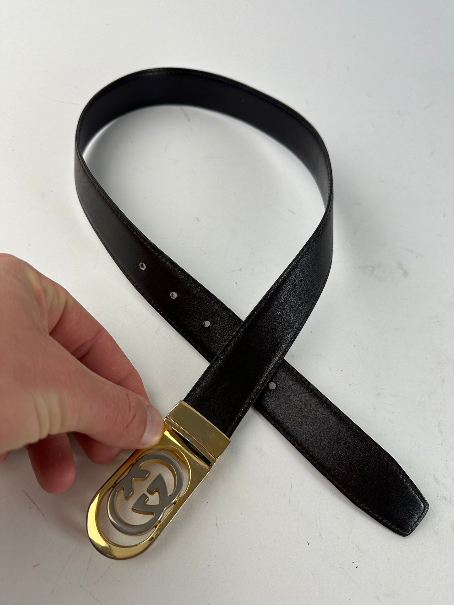 Vintage Gucci GG Leather Belt Brown