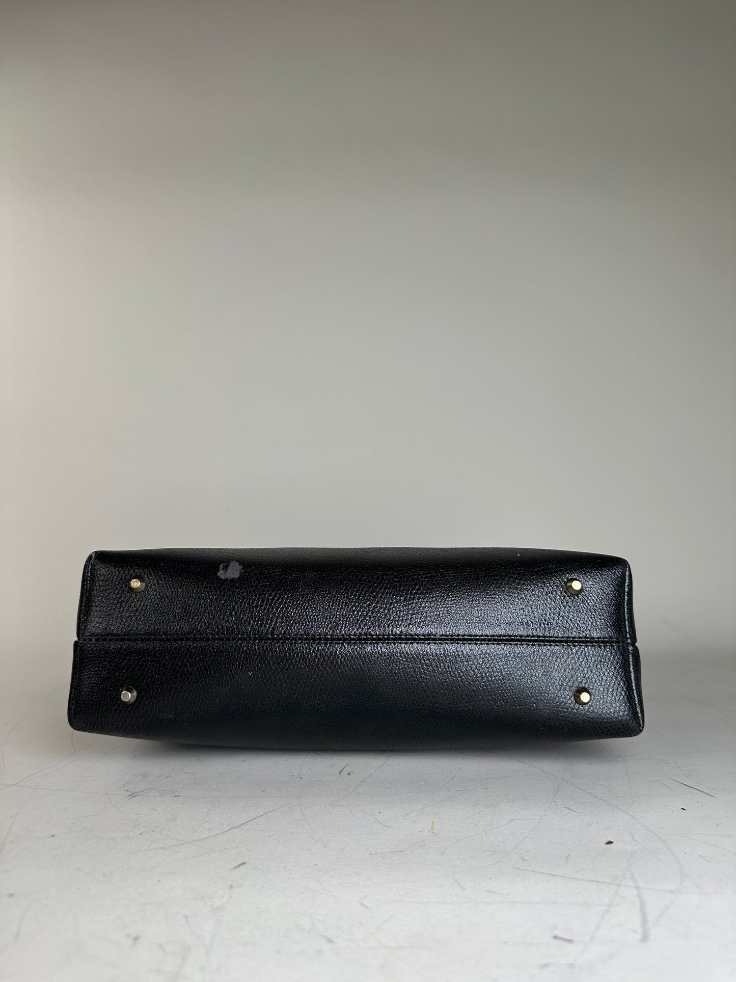 Vintage Givenchy Smooth Leather Handbag Black Gold