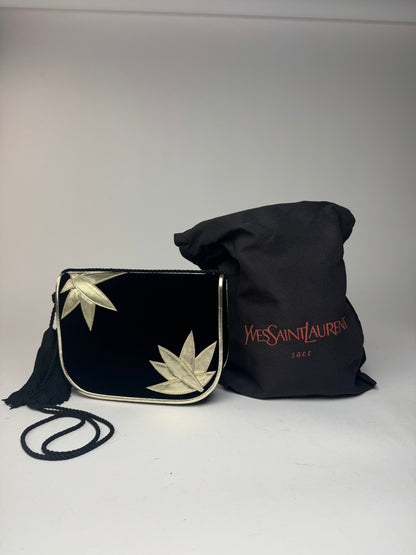 Sac vintage en velours noir Yves Saint Laurent