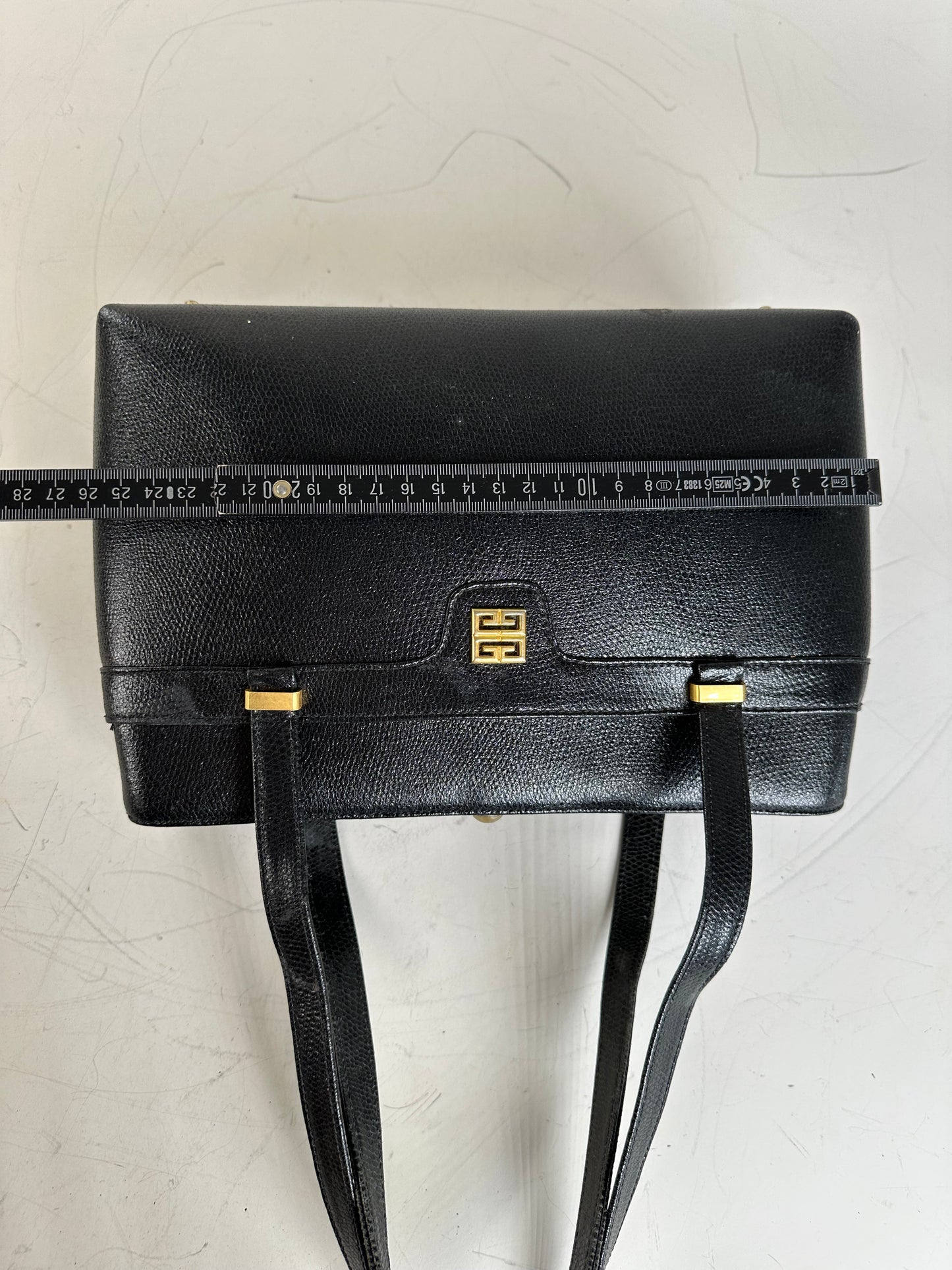 Vintage Givenchy Smooth Leather Handbag Black Gold