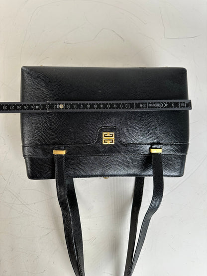 Vintage Givenchy Smooth Leather Handbag Black Gold