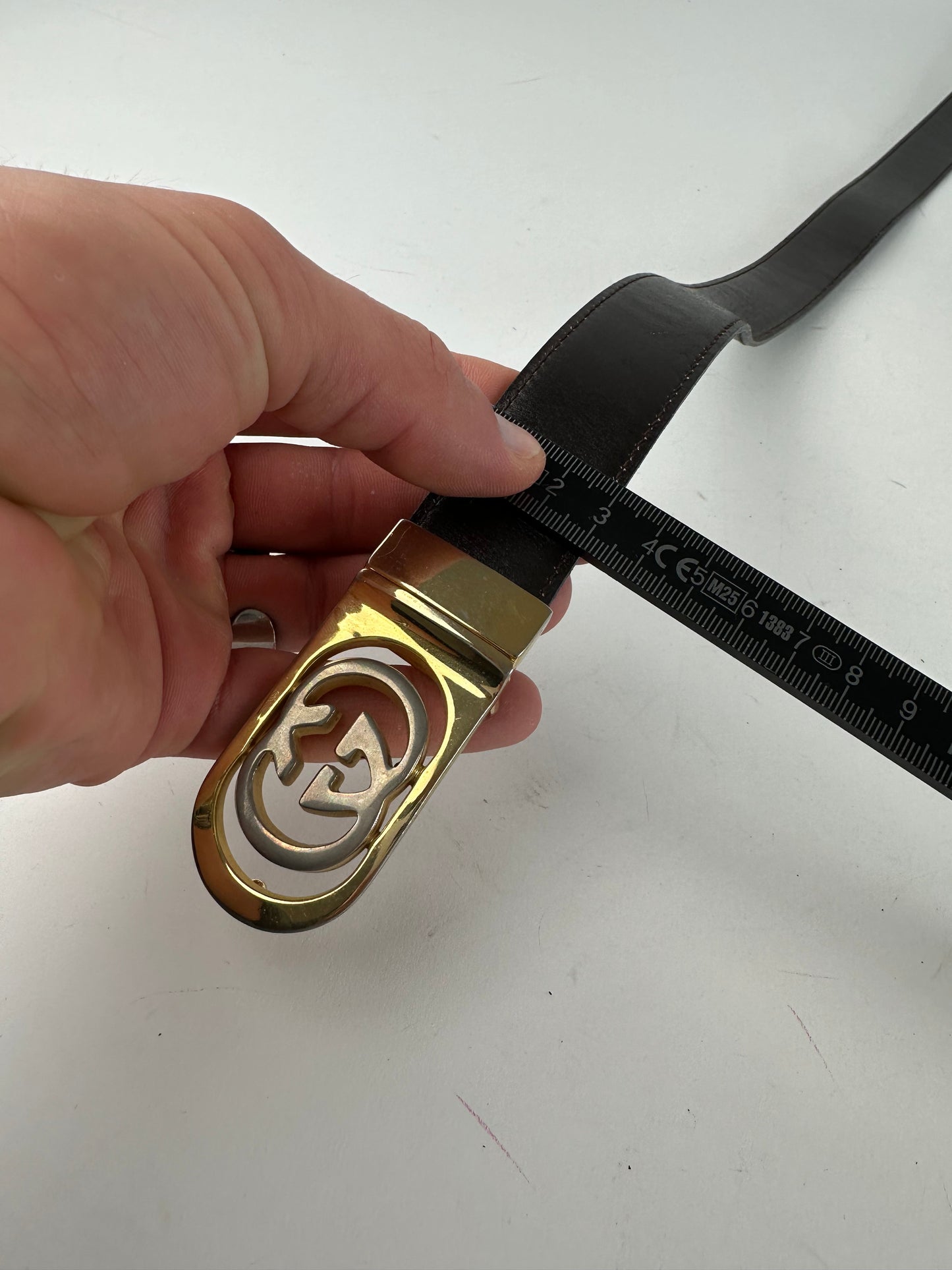 Vintage Gucci GG Leather Belt Brown