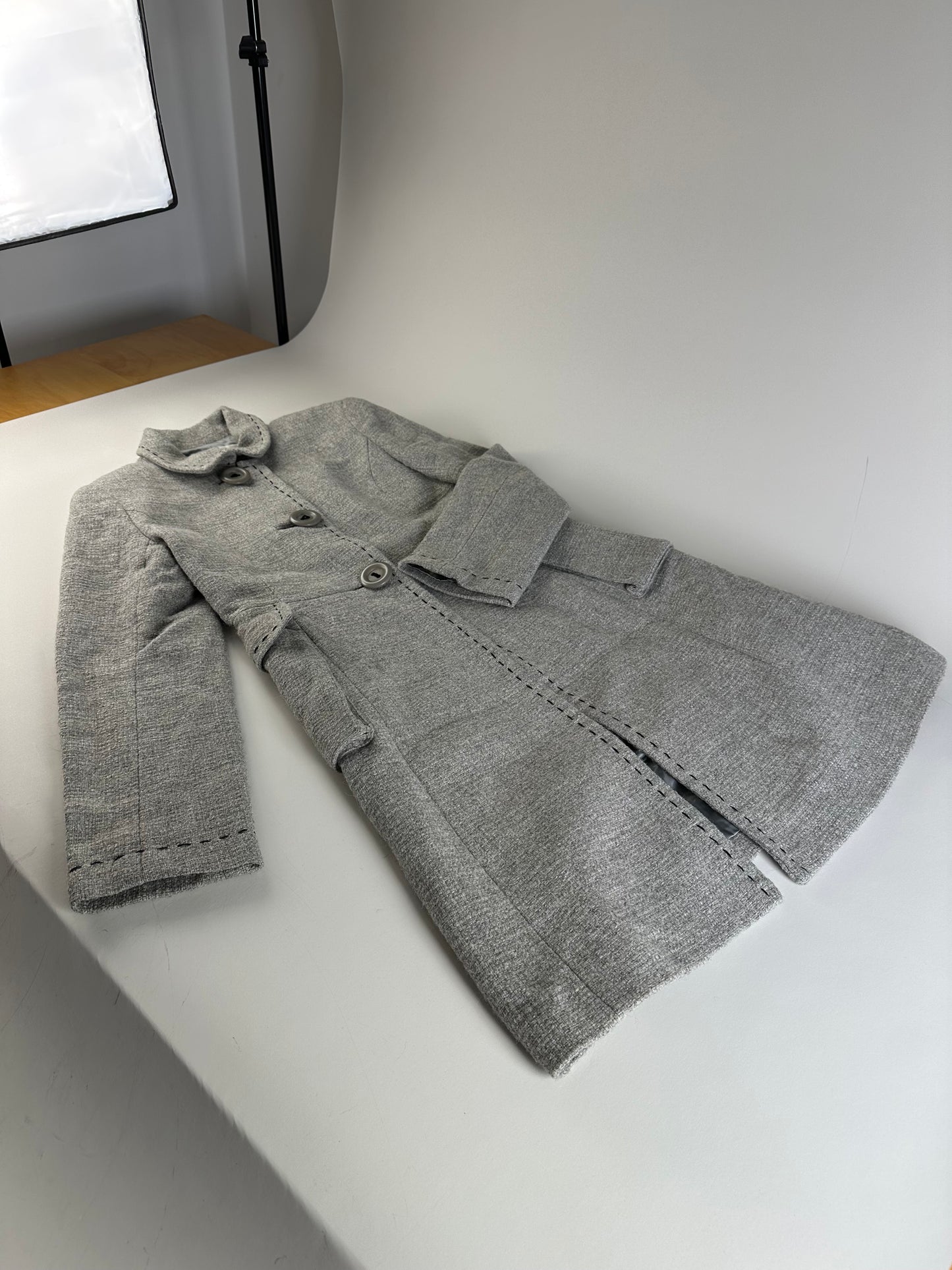 Vintage Balenciaga Wool Blend Coat Light Grey M