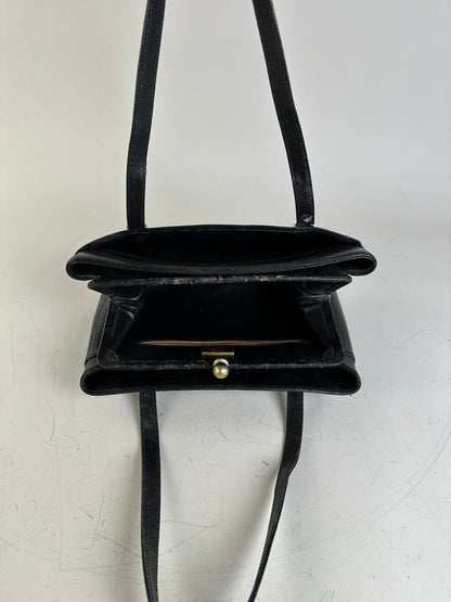 Vintage Givenchy Smooth Leather Handbag Black Gold