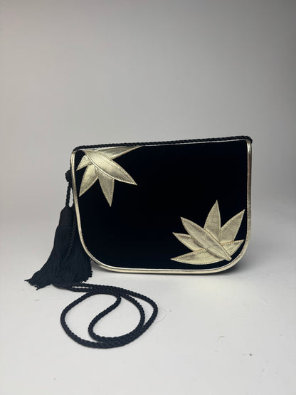 Sac vintage en velours noir Yves Saint Laurent