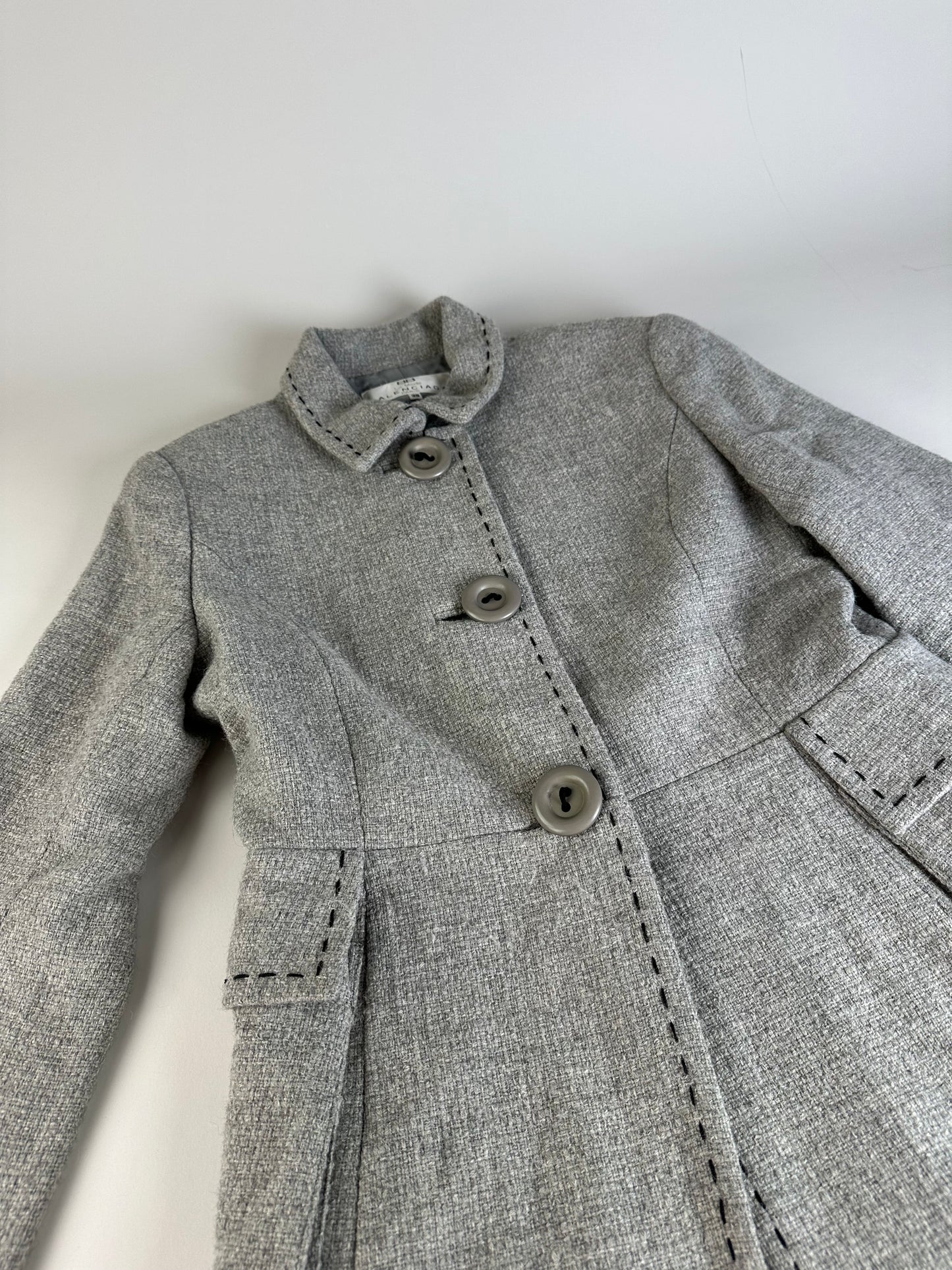 Vintage Balenciaga Wool Blend Coat Light Grey M