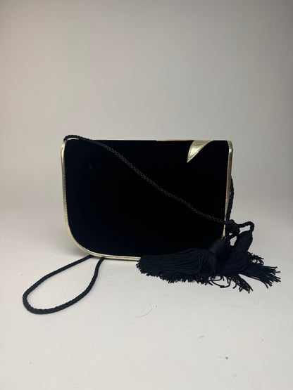 Sac vintage en velours noir Yves Saint Laurent