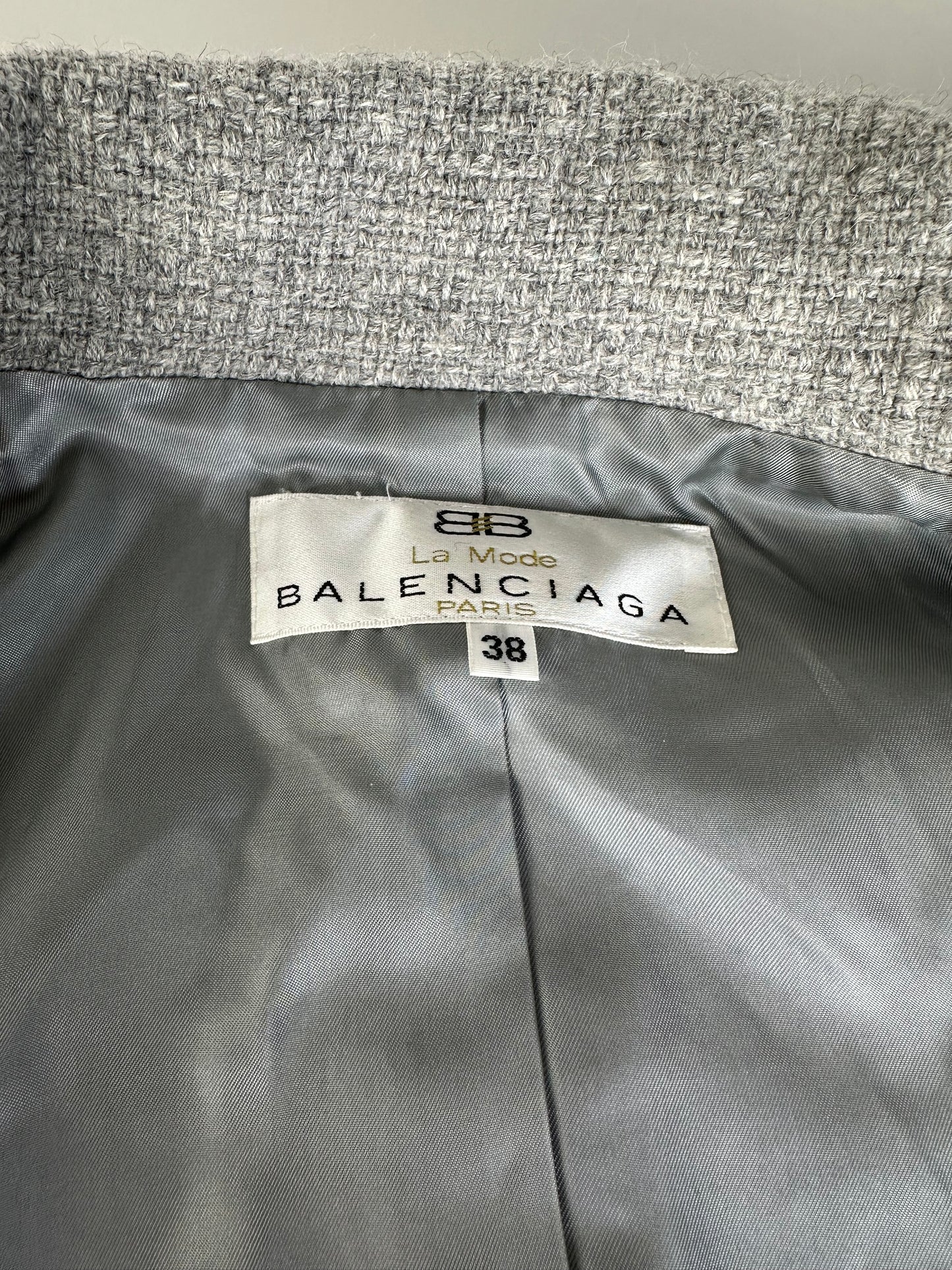 Vintage Balenciaga Wool Blend Coat Light Grey M