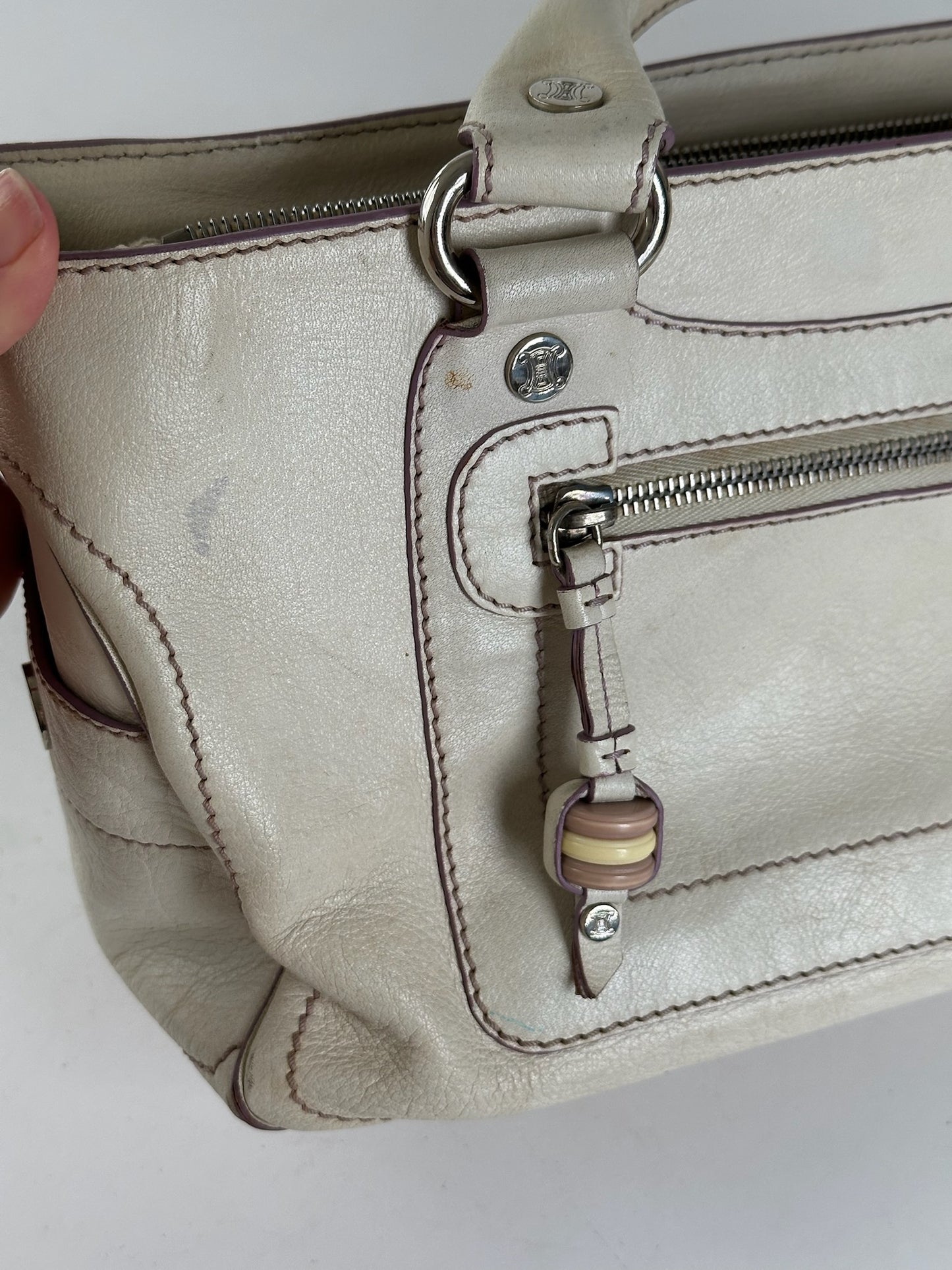 Vintage Celine Paris Leather bag white