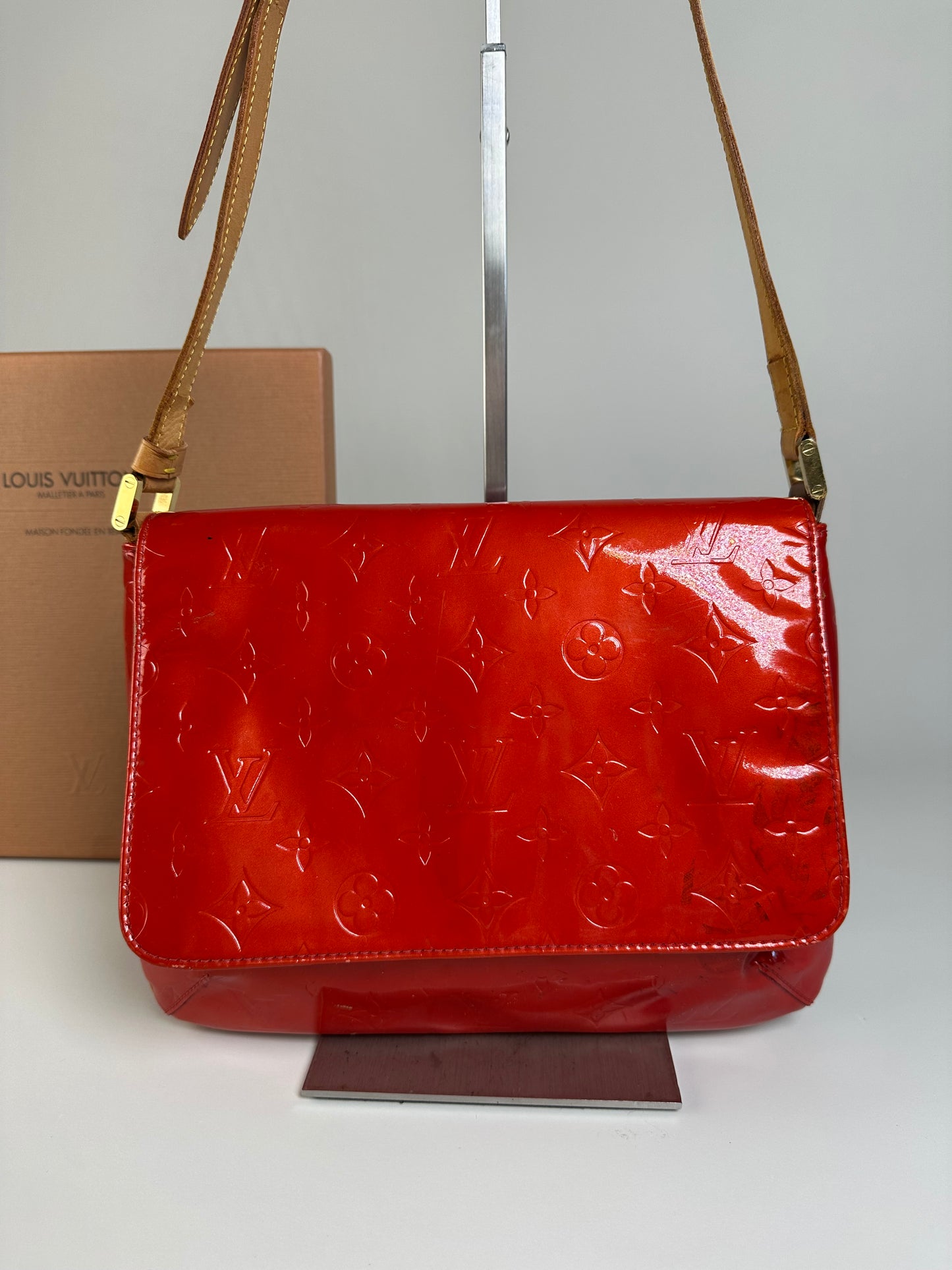 Vintage Louis Vuitton Monogram Vernis Crossbody Bag Red Patent