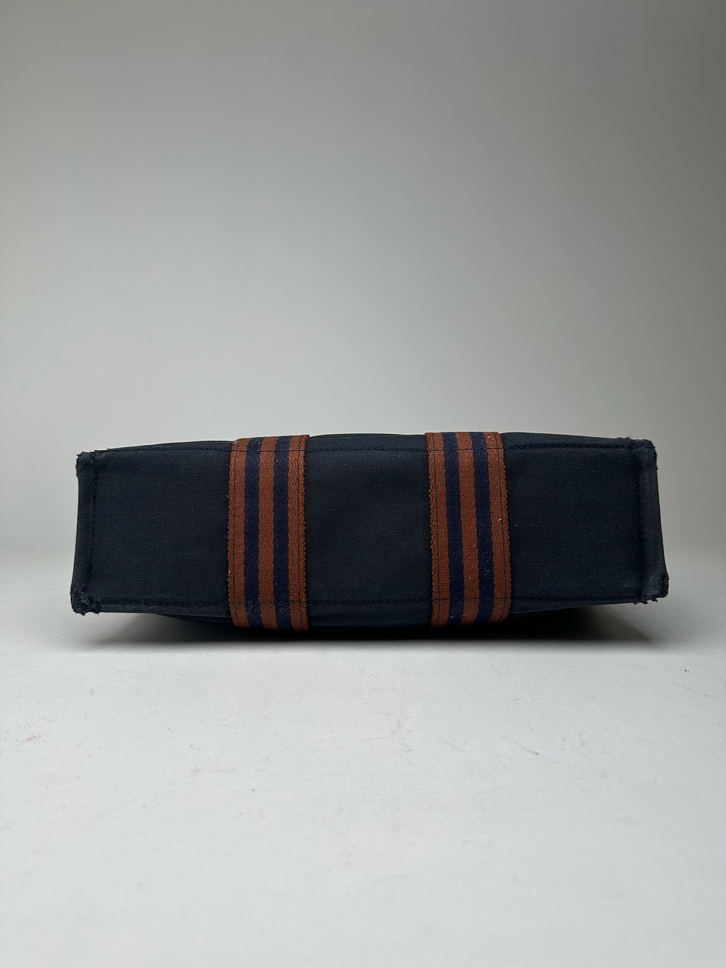 Vintage Hermes Navy red canvas shopper bag