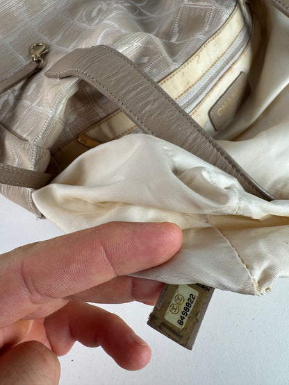 Sac cabas vintage Chanel en toile monogramme beige