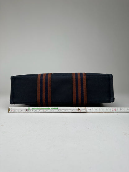 Vintage Hermes Navy red canvas shopper bag