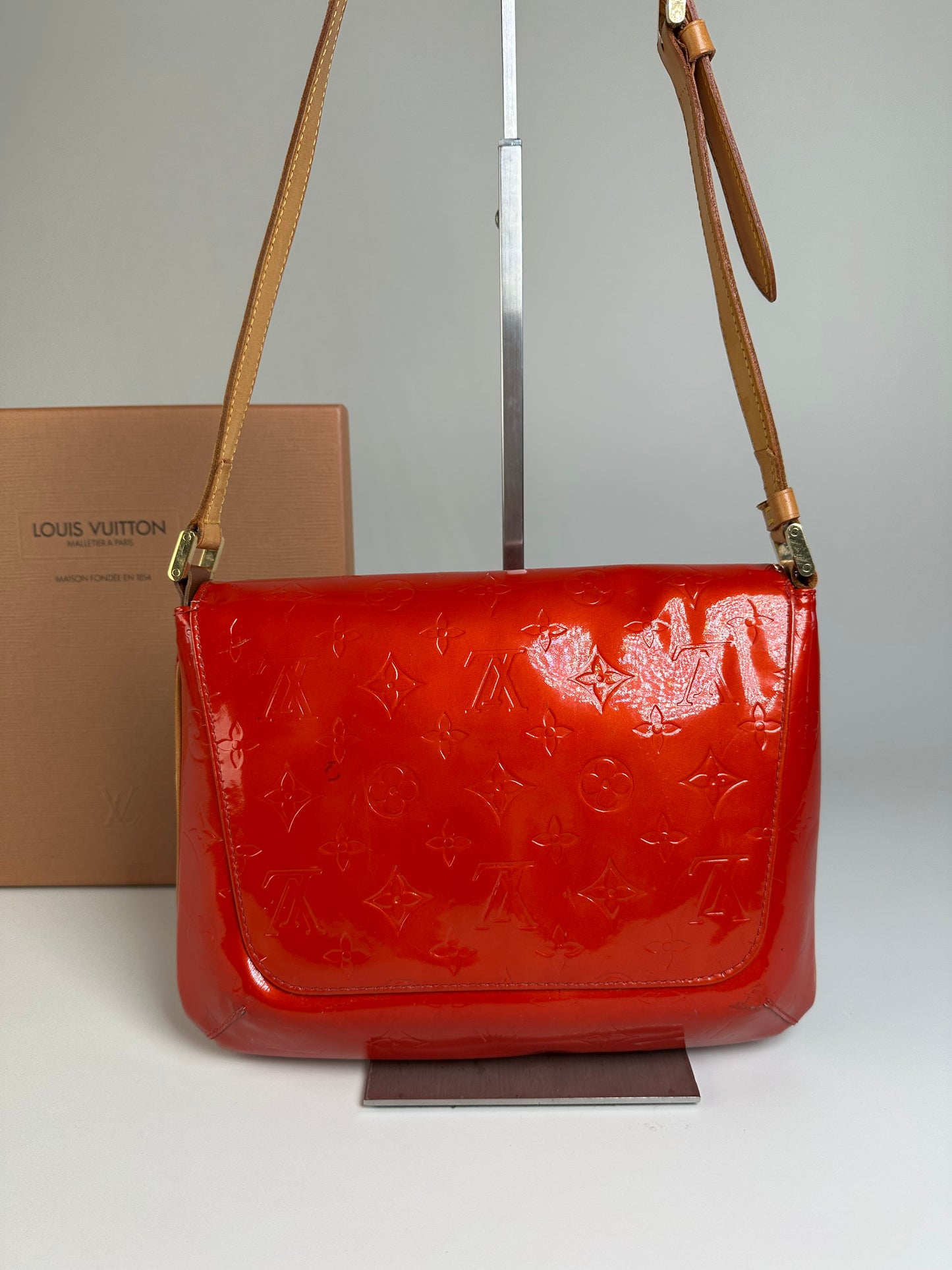 Vintage Louis Vuitton Monogram Vernis Crossbody Bag Red Patent