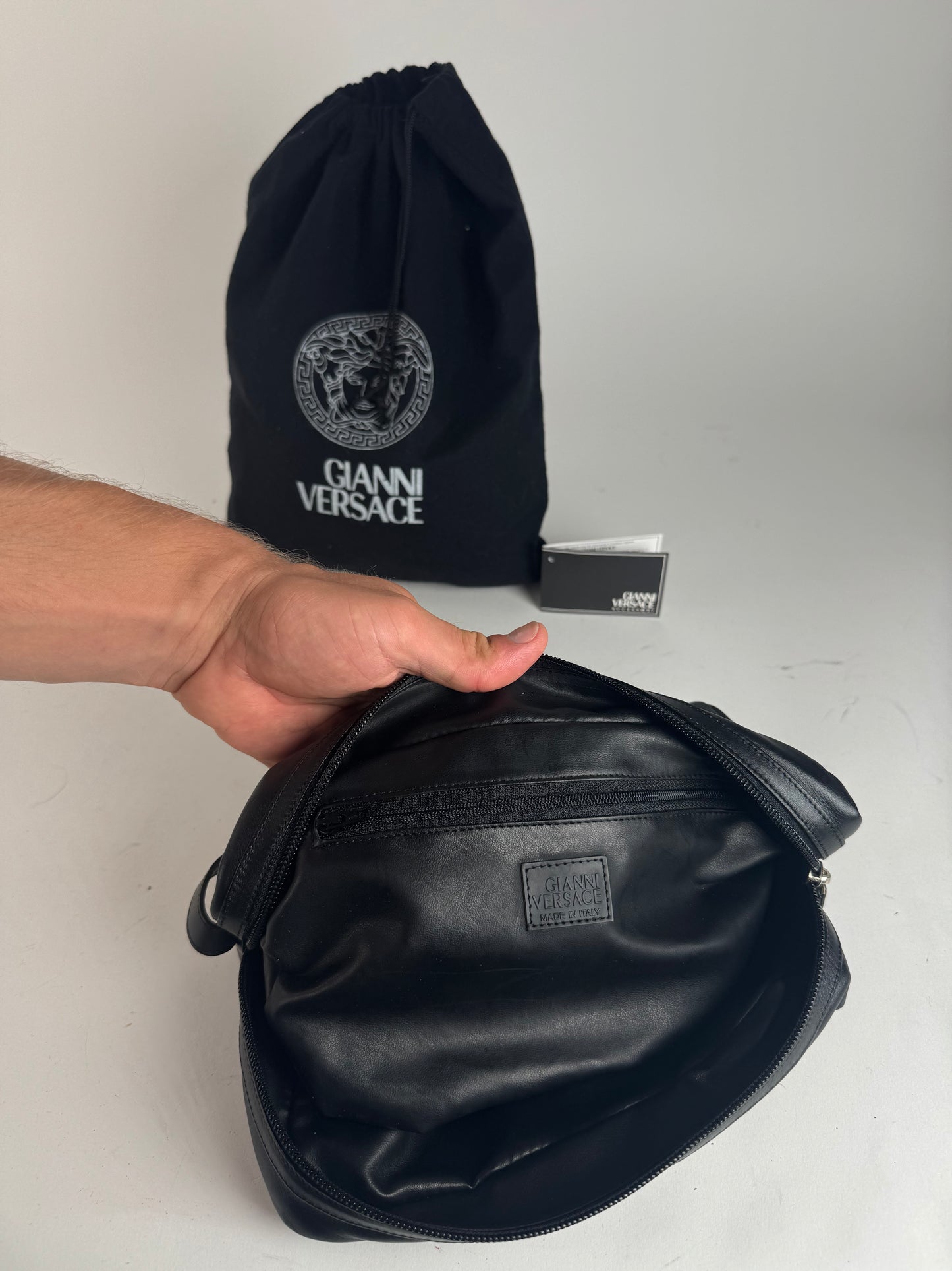 Vintage Gianni Versace Leather belt bag black