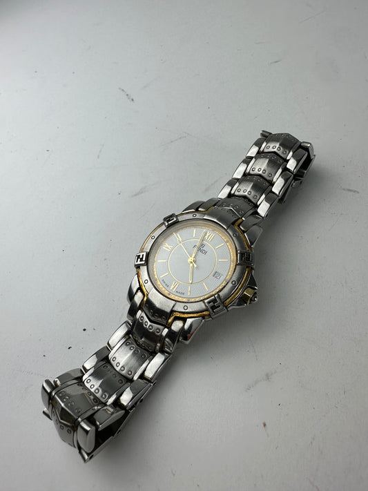 Vintage Fendi Bicolor Quartz Watch Silver Gold