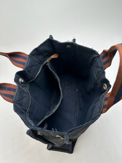 Vintage Hermes Navy red canvas shopper bag
