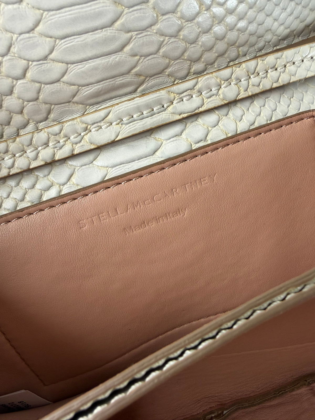 Vintage Stella McCartney Faux Python Flap Crossbody Off-White