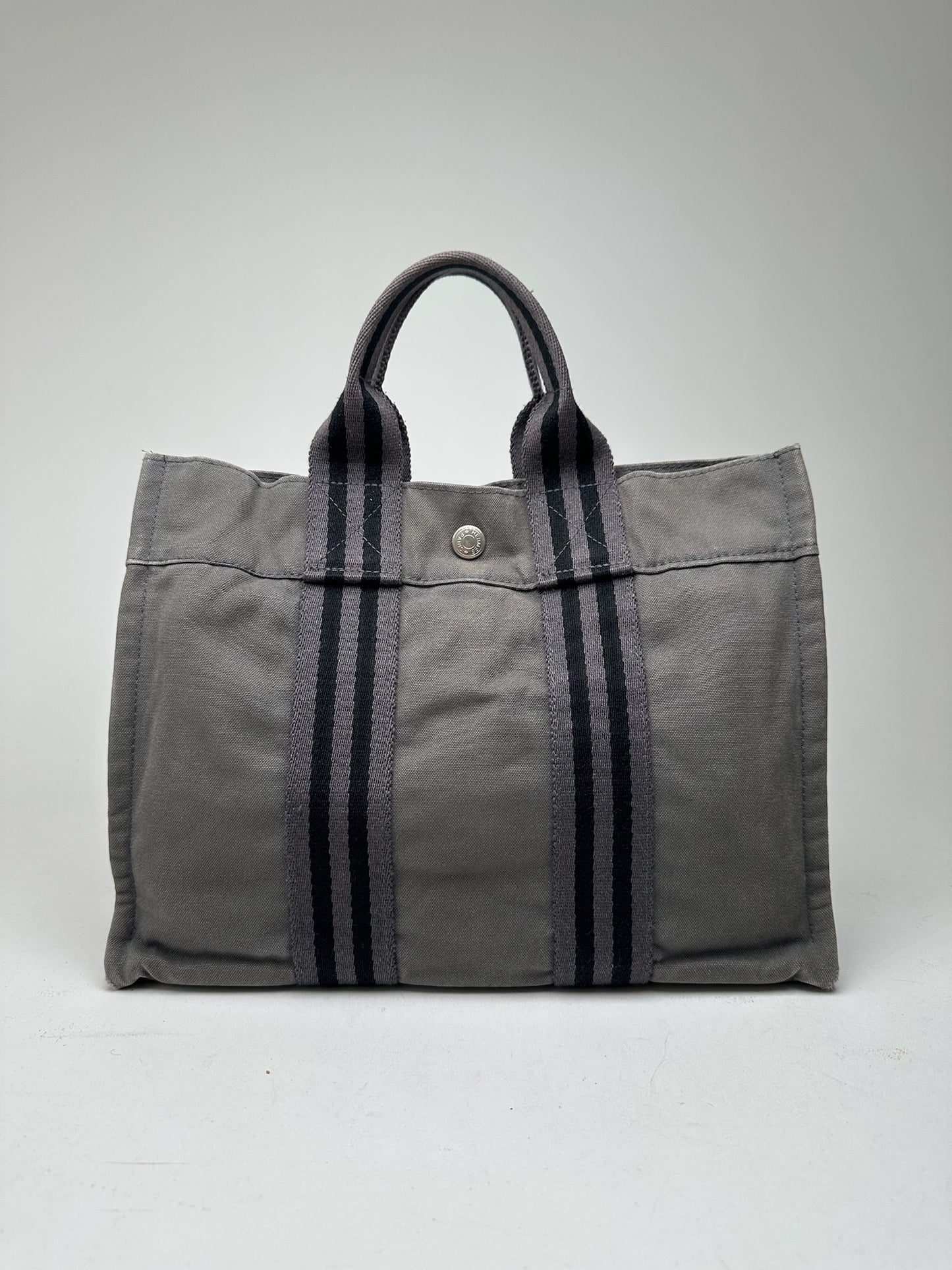 Vintage Hermes Canvas Shopper grey