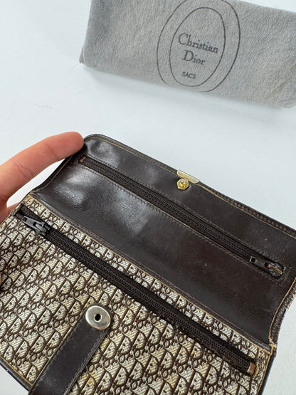 Vintage Dior Oblique Monogram Canvas Leather Belt Bag Grey Brown