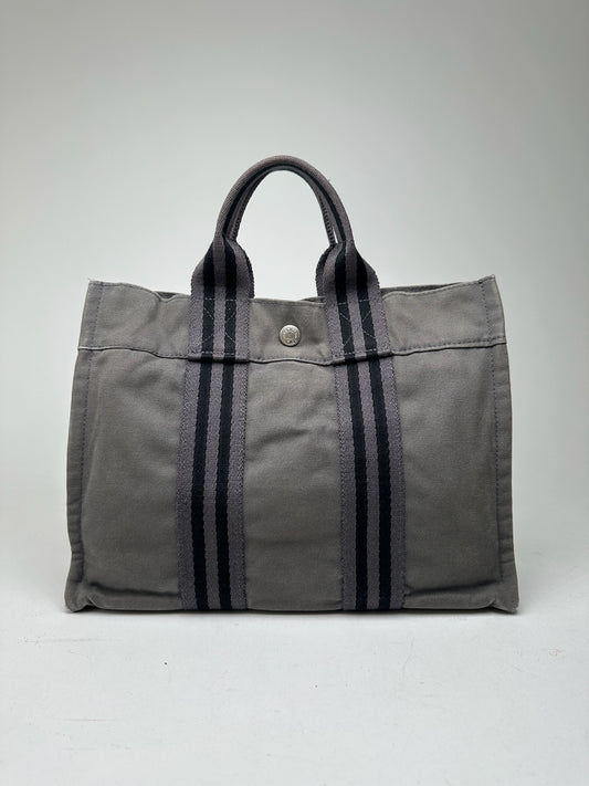 Vintage Hermes canvas bag gray