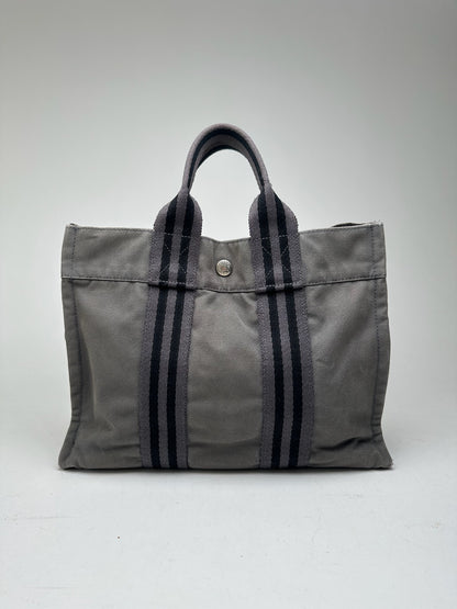 Vintage Hermes Canvas Shopper grey