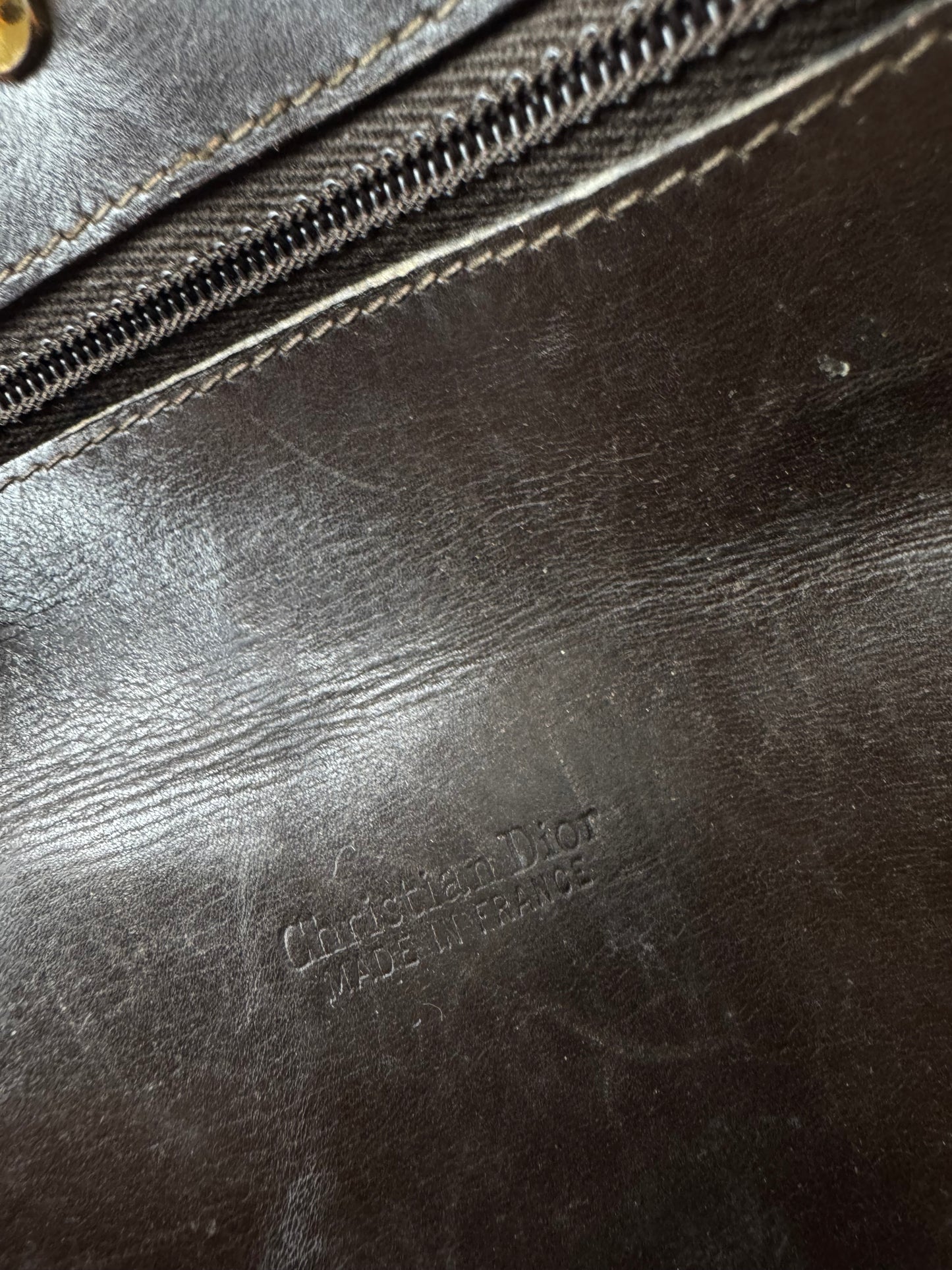 Vintage Dior Oblique Monogram Canvas Leather Belt Bag Grey Brown