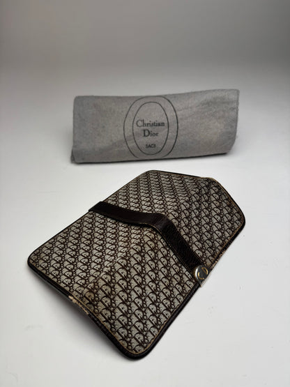 Vintage Dior Oblique Monogram Canvas Leather Belt Bag Grey Brown