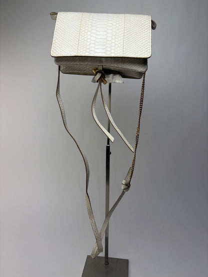 Vintage Stella McCartney Faux Python Flap Crossbody Off-White