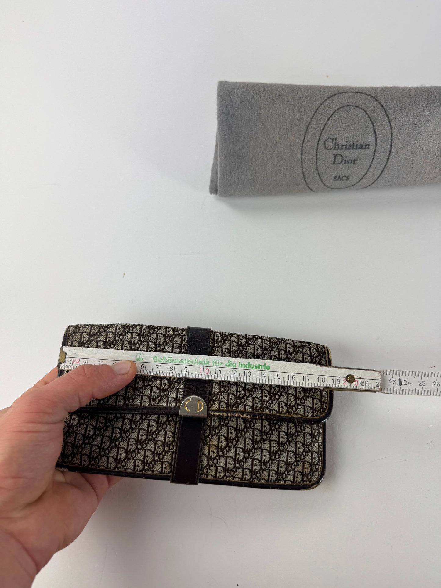 Vintage Dior Oblique Monogram Canvas Leather Belt Bag Grey Brown
