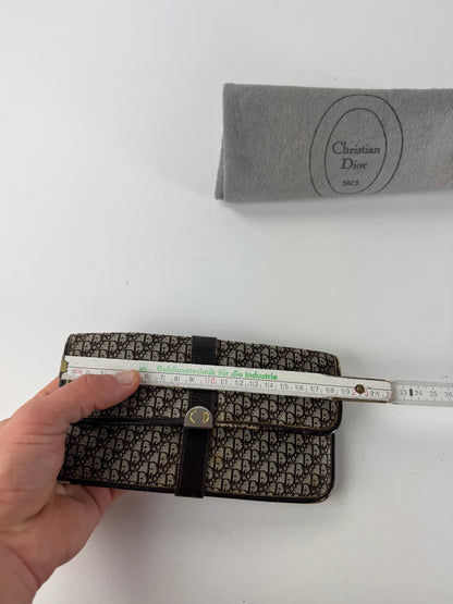 Vintage Dior Oblique Monogram Canvas Leather Belt Bag Grey Brown