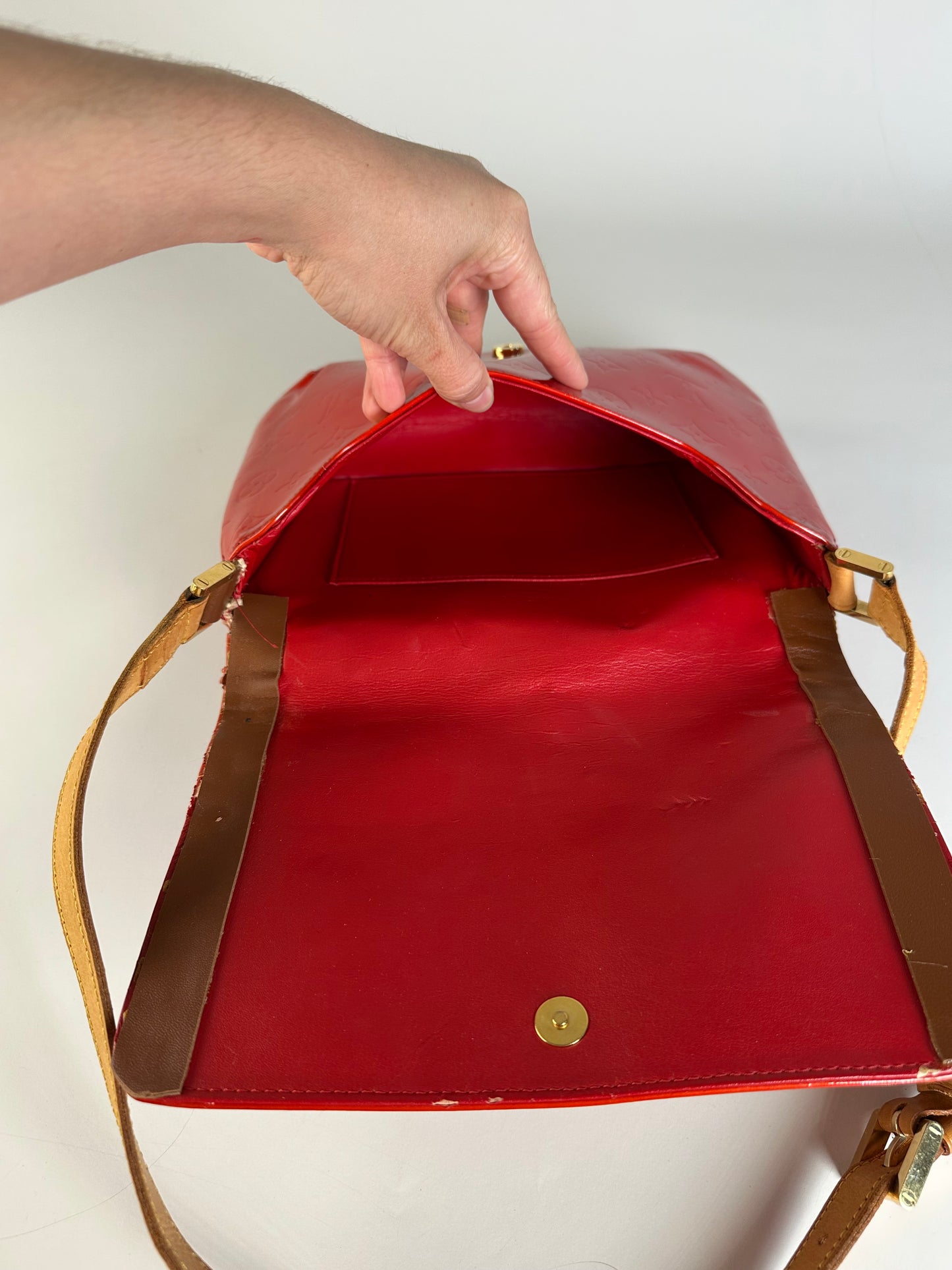 Vintage Louis Vuitton Monogram Vernis Crossbody Bag Red Patent