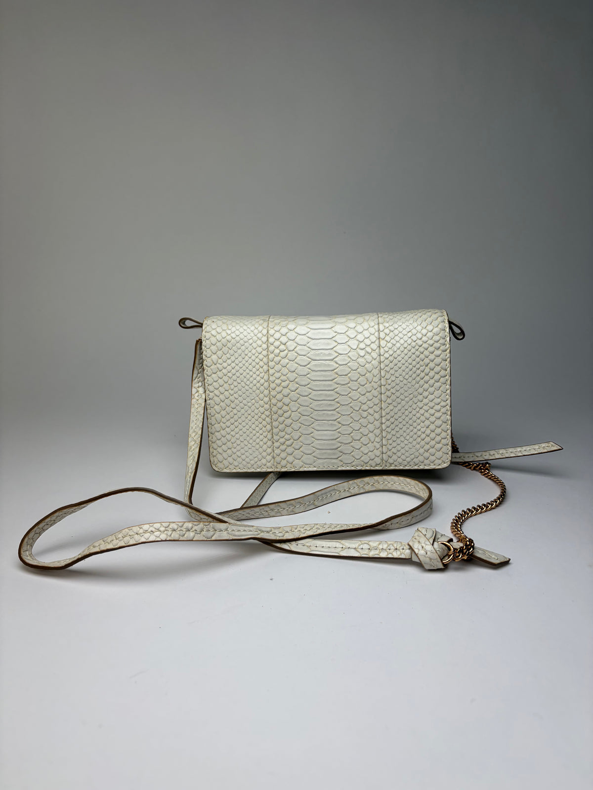 Vintage Stella McCartney Faux Python Flap Crossbody Off-White
