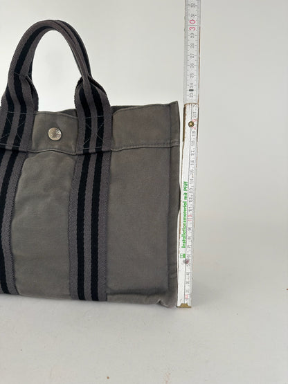 Vintage Hermes canvas bag gray