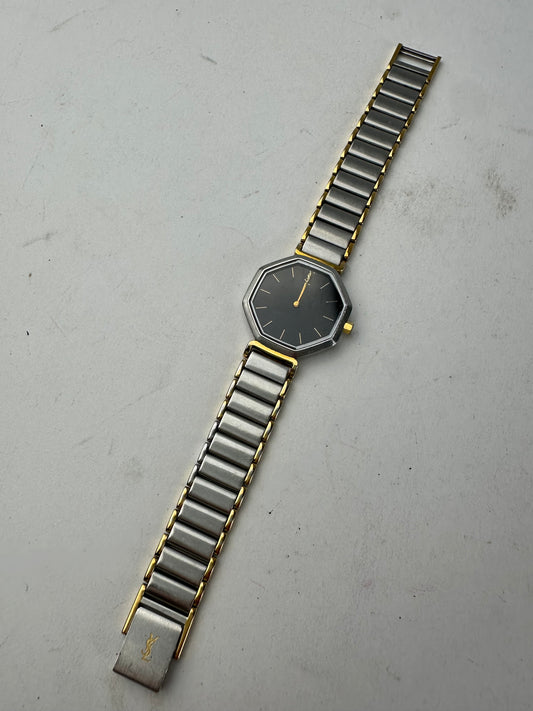 Vintage Yves Saint Laurent Bicolor Quartz Steel Watch OFF