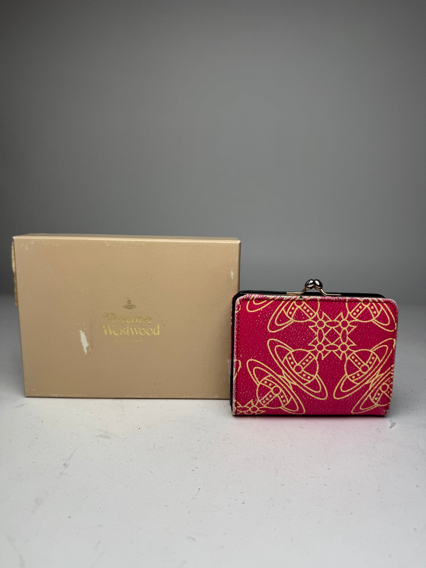 Vintage Vivienne Westwood Leather Wallet Red Beige