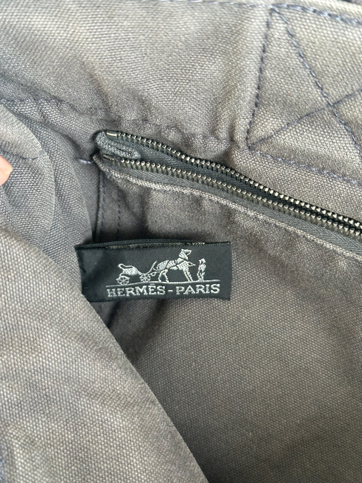 Vintage Hermes canvas bag gray