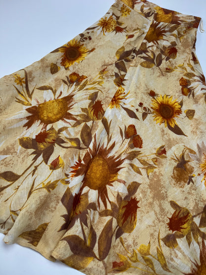 Vintage Chloe Floral Skirt Beige Brown