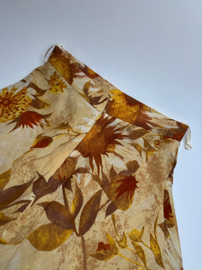 Vintage Chloe Floral Skirt Beige Brown