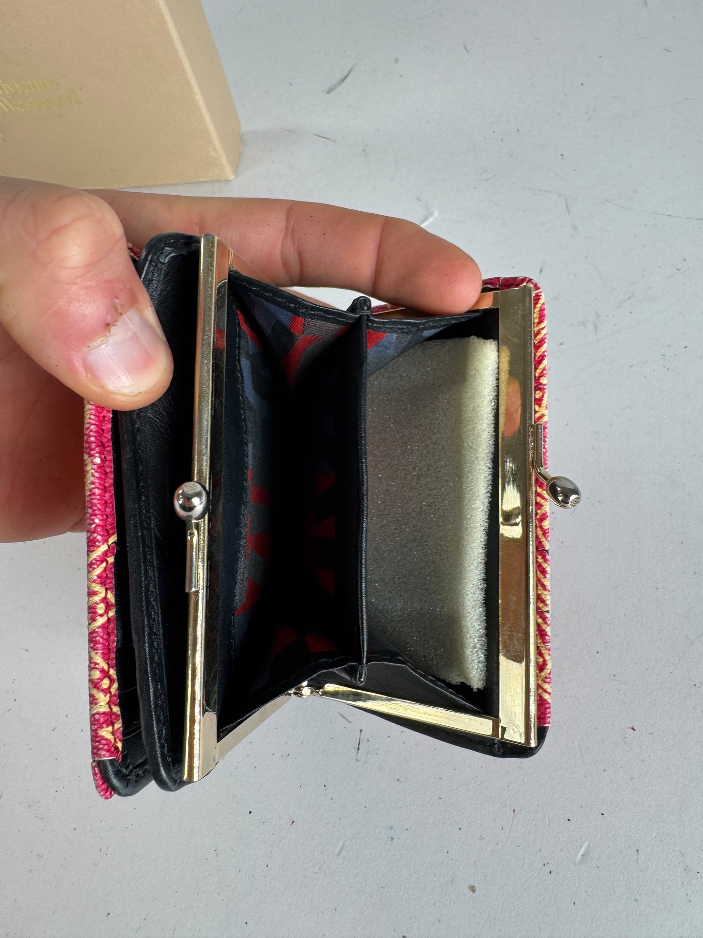 Vintage Vivienne Westwood Leather Wallet Red Beige