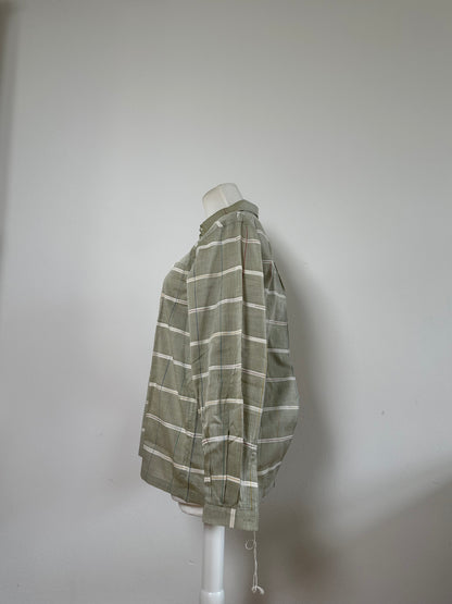 Vintage Dior Striped Cotton Button-Up Shirt Olive Red L