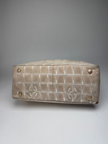 Sac cabas vintage Chanel en toile monogramme beige