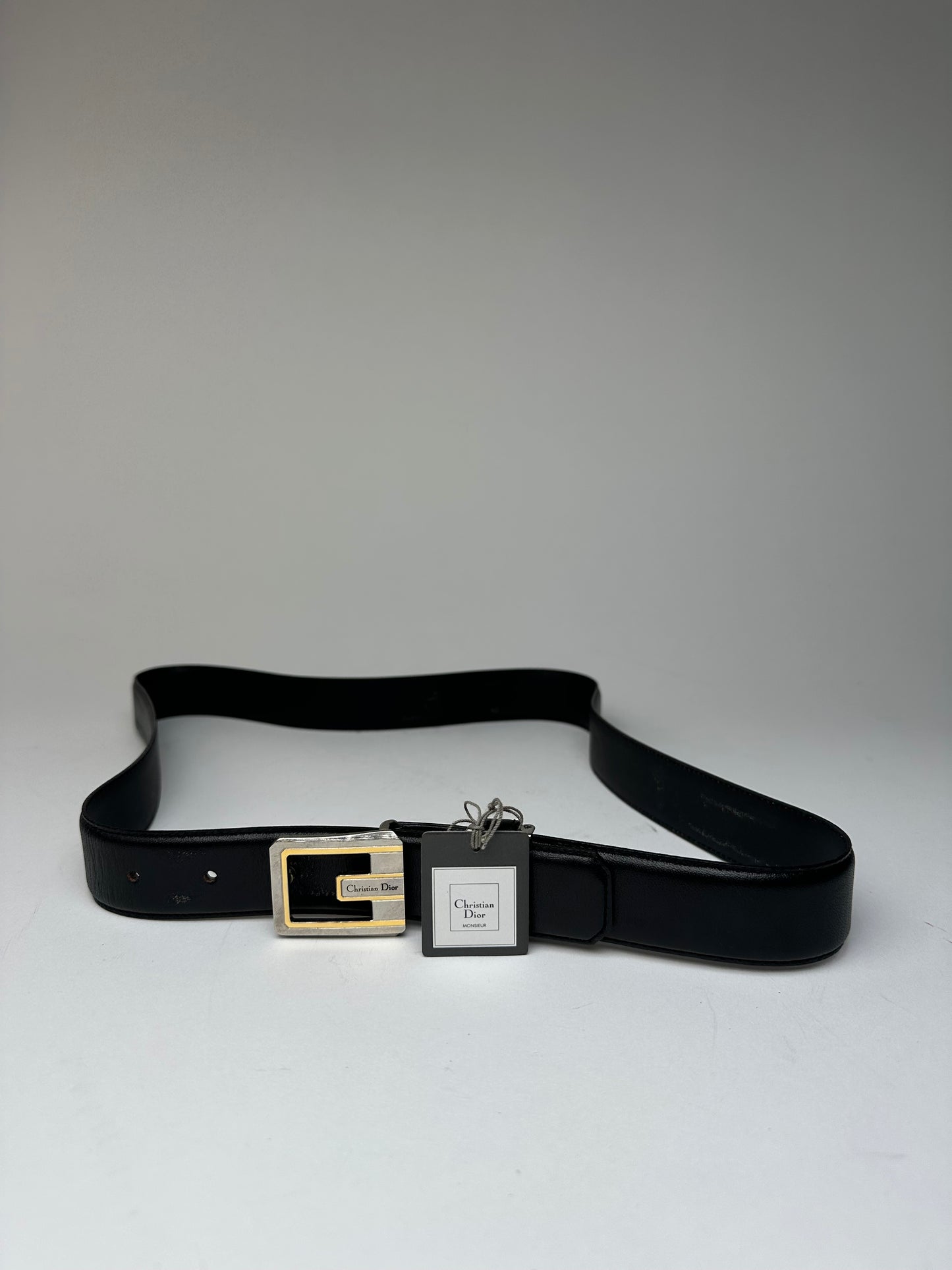 Vintage Dior Leather Belt Black New with tag