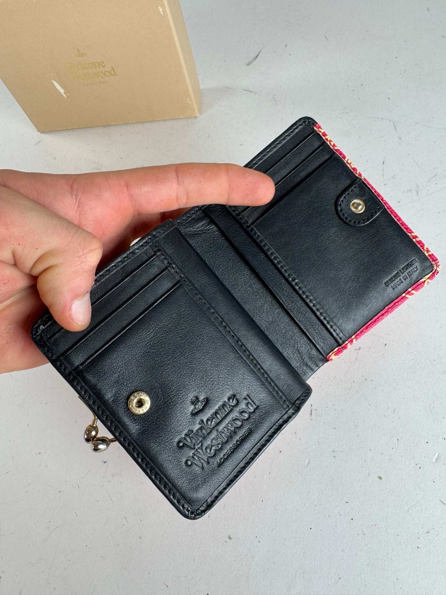 Vintage Vivienne Westwood Leather Wallet Red Beige