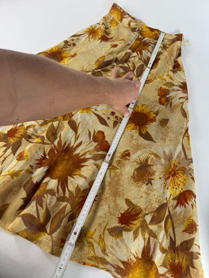 Vintage Chloe Floral Skirt Beige Brown