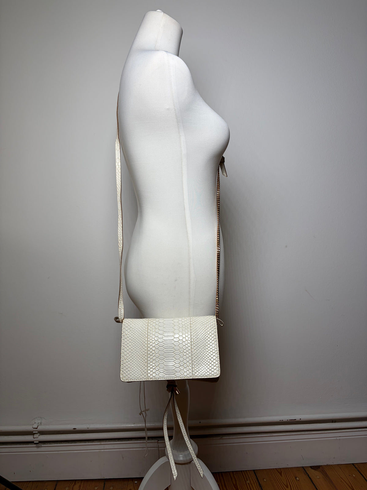 Vintage Stella McCartney Faux Python Flap Crossbody Off-White