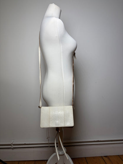 Vintage Stella McCartney Faux Python Flap Crossbody Off-White