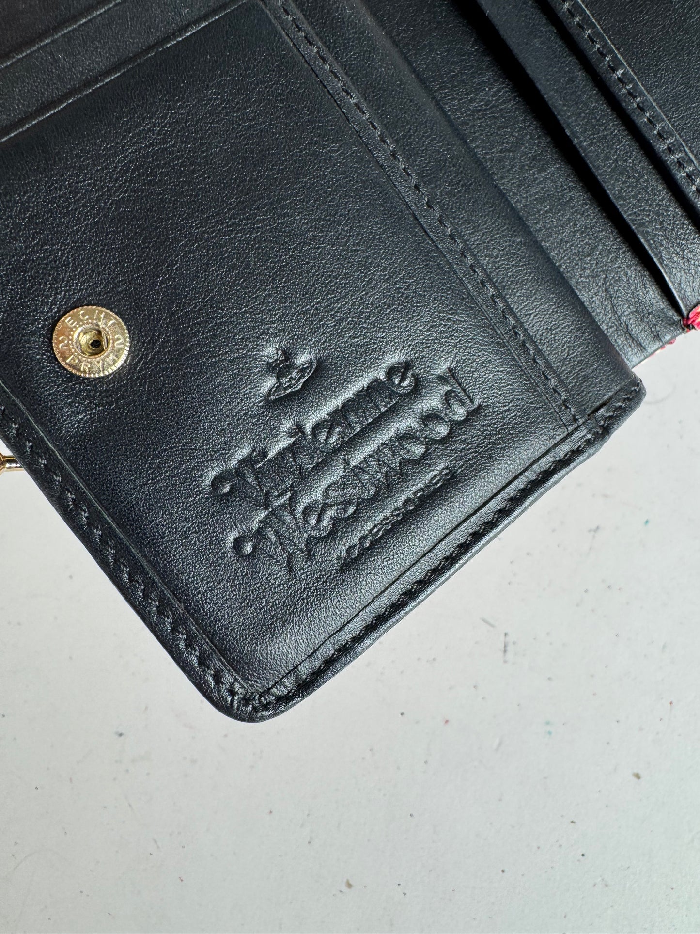 Vintage Vivienne Westwood Leather Wallet Red Beige