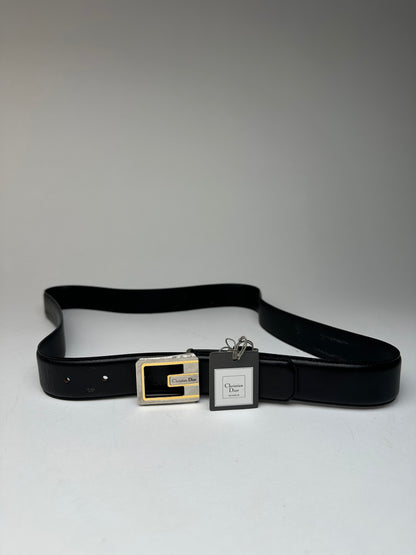 Vintage Dior Leather Belt Black New with tag