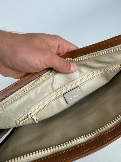 Pochette Triomphe en cuir blanc vintage Celine Paris